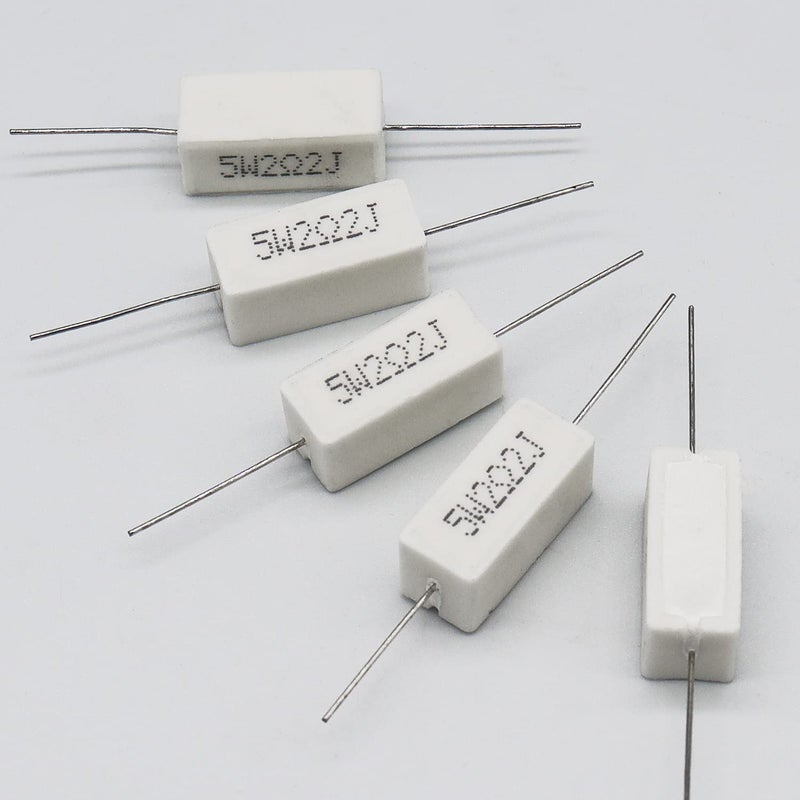 Dimlove Cement Resistor,10 PCS 5W 5% Axial Lead Wire Resistor White Wound Fixed Ceramic Cement Resistors Wirewound Cement Power Resistors Flame Heat Moisture Resistance (5W2.2ΩJ) - Image 4